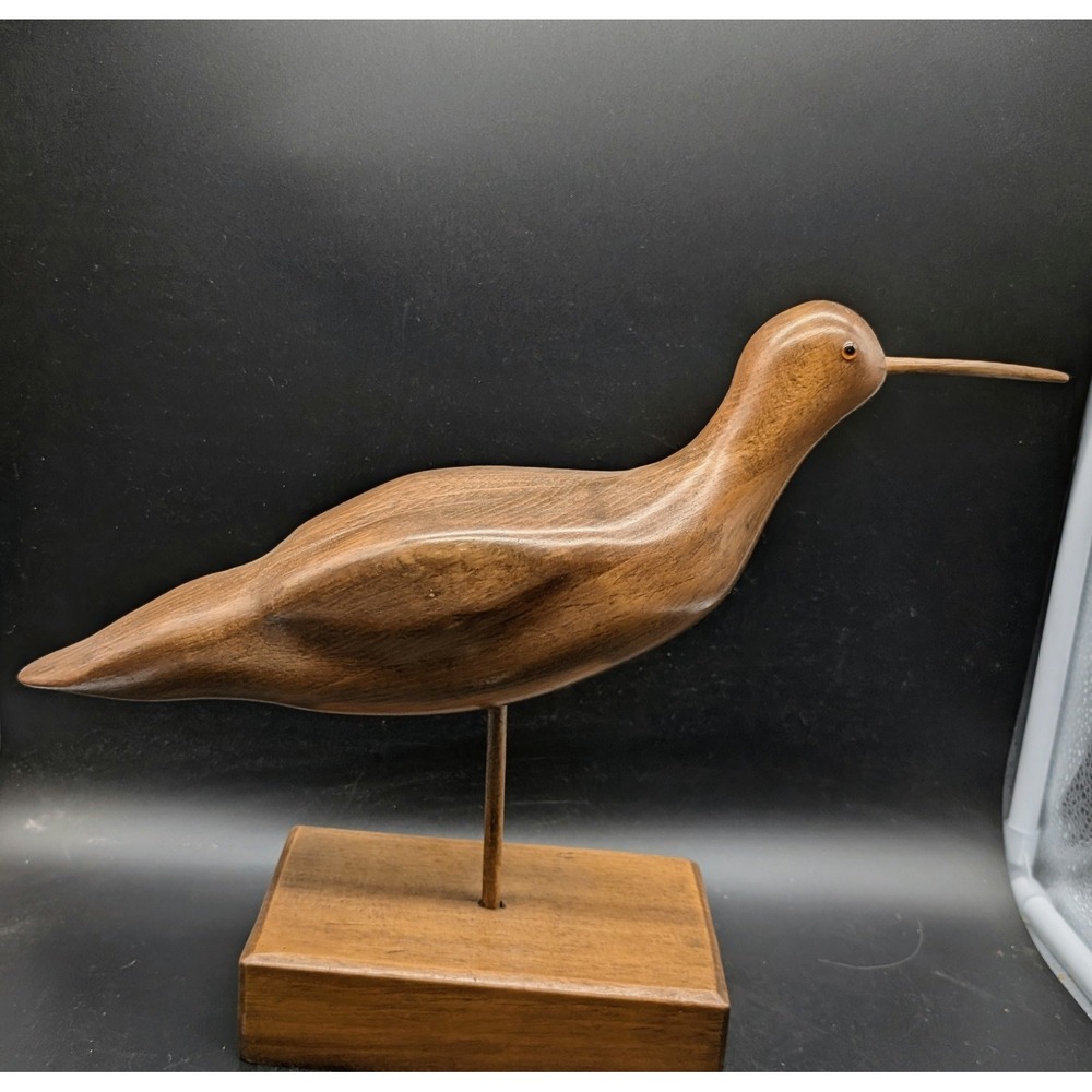 Vintage Bill Krause 1987 Signed Hand Carved Wood Shorebird Decoy‎ Sculpture